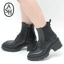 【50%OFF】【正規品】ASH ブーツ ショート サイドゴア サイドジップ 厚底 本革 レディース ローファーブーツ 太ヒール 7cm 黒 137979 NA...