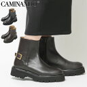 【クーポン】カミナンド ブーツ CAMINANDO ショートブーツ サイドジップ レザー 本革 レディース ブラック 黒 厚底 SIDE BUCKLE BOOT...