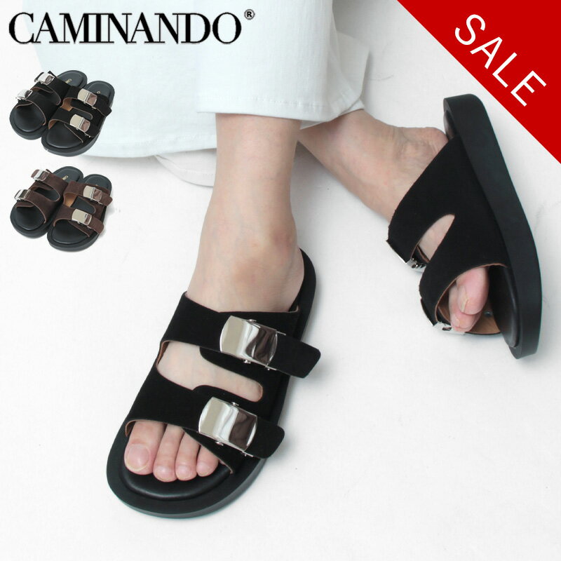 Rakuten - 【30％OFF】カミナンド サンダル CAMINANDO 厚底 バックル フラット プラットフォームサンダル SANDAL ダブルベルト 本革 レザー LEATHER BUCKLE PLATFORM レディース 2522W セール 【返品不可】