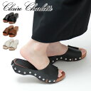 【クーポン】CLAIRE CHARLOTTE サンダル クレア・シャーロット ウッドサンダル ミュール フラットサンダル 歩きやすい 本革 厚底 木底 レディー...