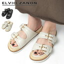 【クーポン】ELVIO ZANON サンダル エルビオザノン ダブルベルト つっかけ スライドサンダル ラフィア スリッポン ラウンドトゥ 厚底 靴 レディース...