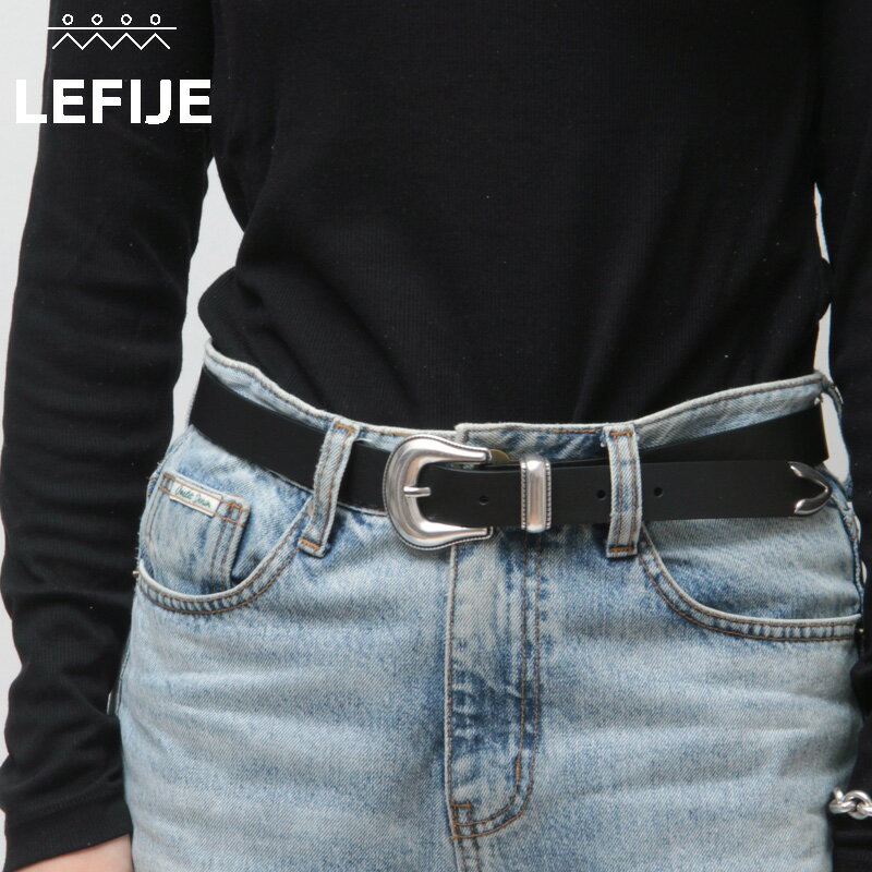 LEFIJE ベルト ウエスタンベルト レフィエ レザー バックル TRESOR ブラック レディース M5118A ★