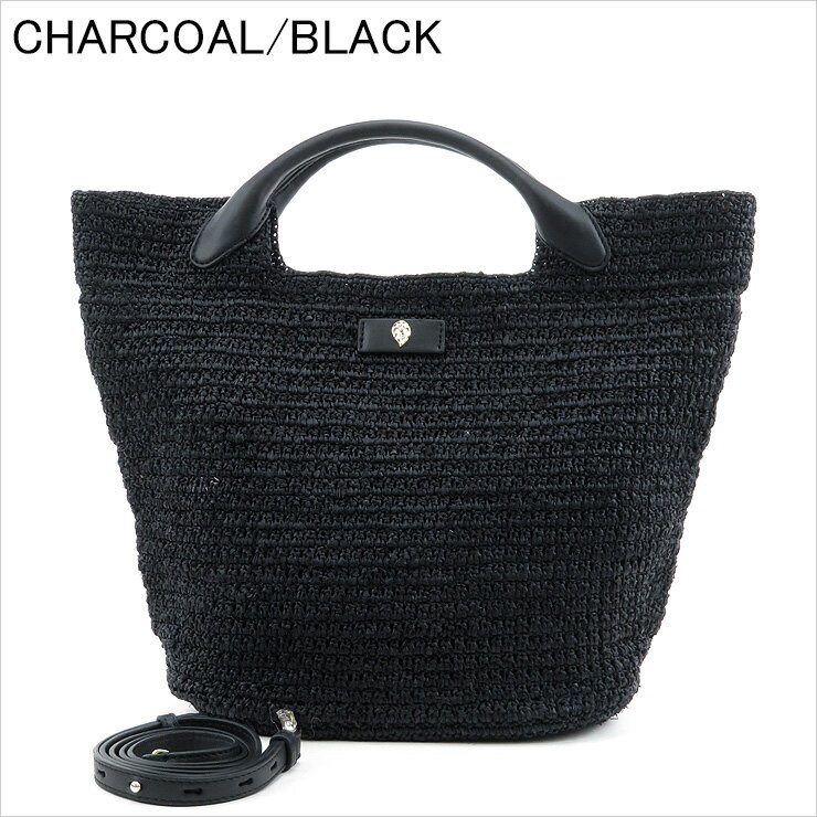 美品】ヘレンカミンスキー ラフィアトートバッグカゴバッグ黒ブラック