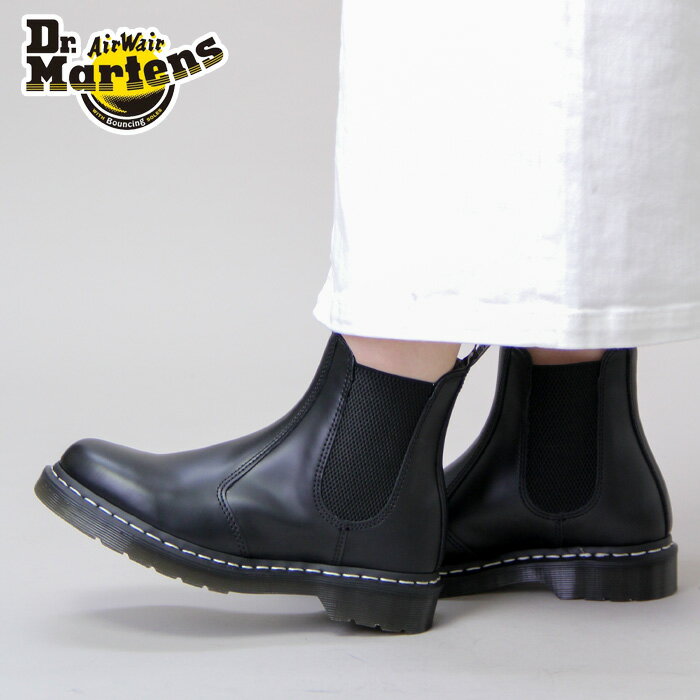 ドクターマーチン 【正規品】ドクターマーチン ブーツ dr.martens 2976 White Stitch Chelsea Boot 26257001 ホワイトステッチ ショートブーツ チェルシーブーツ 厚底 本革 ブラック 黒 レディース ★