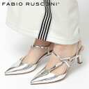 【クーポン】【正規品】FABIO RUSCONI ファビオルスコーニ パンプス ヒール ストラップ ポインテッドトゥ ピンヒール 革靴 レディース シルバー メ...
