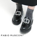 【クーポン】【正規品】ファビオルスコーニ ローファー FABIO RUSCONI 本革 ジュエルバックル付き ガラスレザー 厚底 ビジュー レディース FU2620 ★