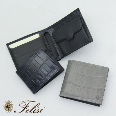 【クーポン】【正規品】felisi 財布 フェリージ 二つ折り コンパクト メンズ レディース クロコ型押し レザー 452/1/sa【◎】【★】