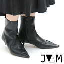 【クーポン】【50%OFF】【正規品】JVAM ジェイヴィーエーエム ブーツ ショート ポインテッドトゥ 本革 ヒール サイドジップ レディース 37872 G...
