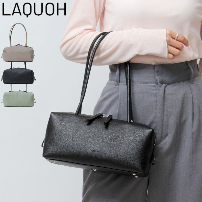 【10％クーポン】【人気ブラック予約開始！】ラクーオ バッグ LAQUOH ミニボストン 横長バッグ 本革 レザー レディース 日本製 MINI BOSTON ...