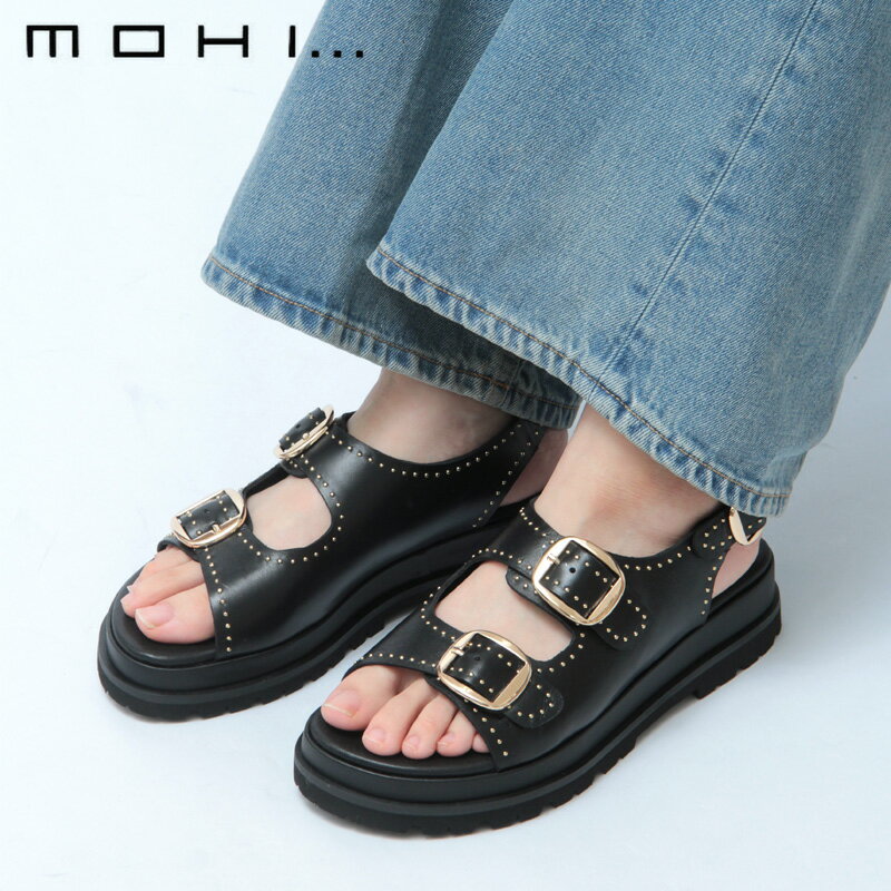 【正規品】MOHI サンダル モヒ ダブルベルトサンダル スタッズ ストラップ 厚底 レ...