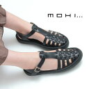 【クーポン】【正規品】MOHI モヒ サンダル グルカサンダル ストラップ フラット レザー 本革 ローヒール ブラック レディース 609-1 2025年 春...