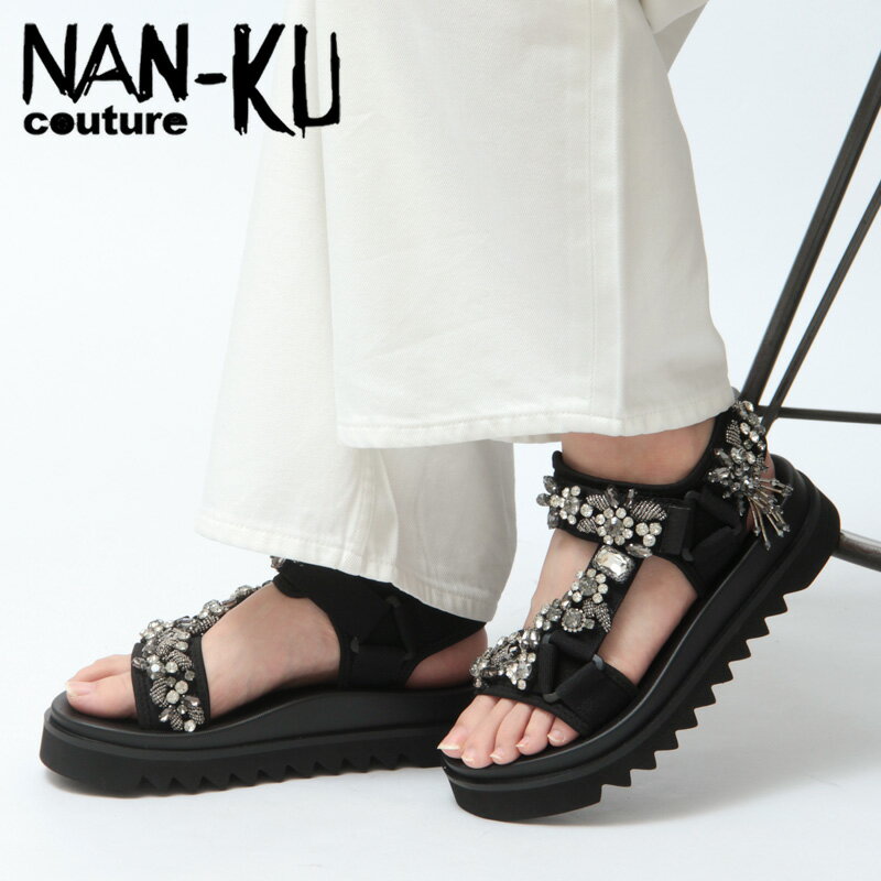 Rakuten - 【クーポン】NAN-KU COUTURE ナンククチュール サンダル ビジュー付き スポサン スポーツサンダル 厚底 レディース 春夏 EKS-01L ★