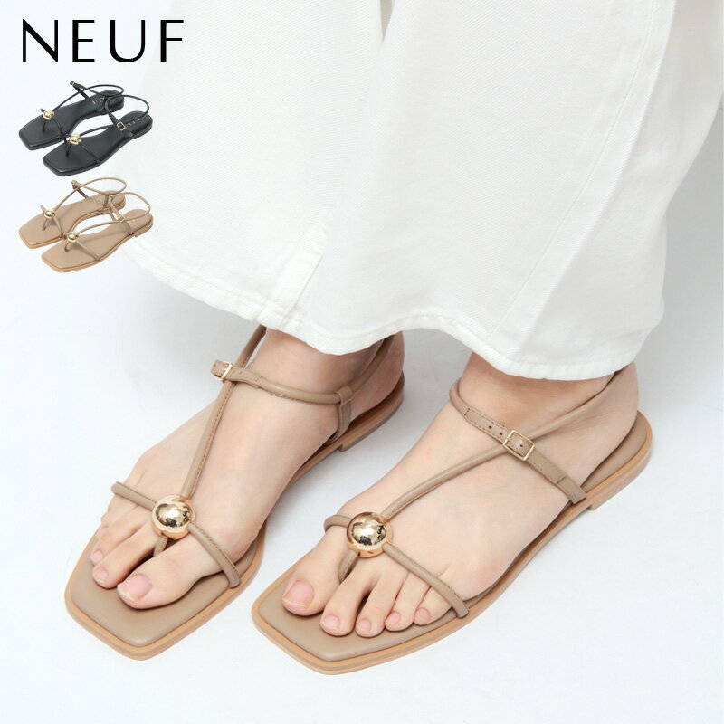 NEUF ヌフ サンダル トングサンダル フラット バックストラップ メタルボール 本革 レディース 8605 ヌーブ 春夏 ★