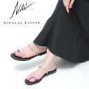 【クーポン】NICOLAS LAINAS ニコラスライナス サンダル メタルポイント ゴールドチューブ フラット トング 本革 レザー 春夏 レディース B31...