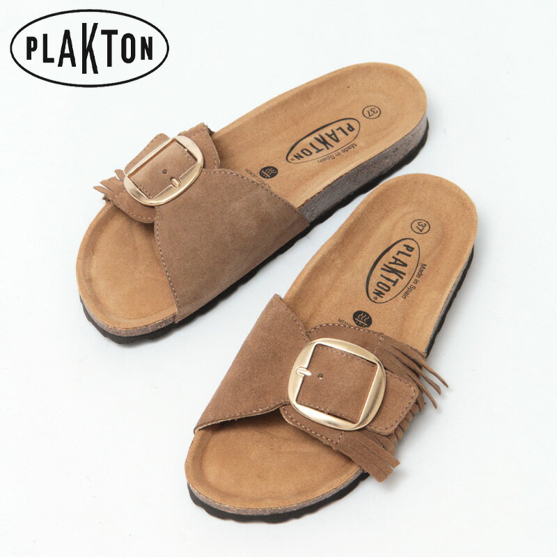Rakuten - 【クーポン】PLAKTON プラクトン サンダル フリンジ バックル スエード レザー レディース フラット 186399 ★
