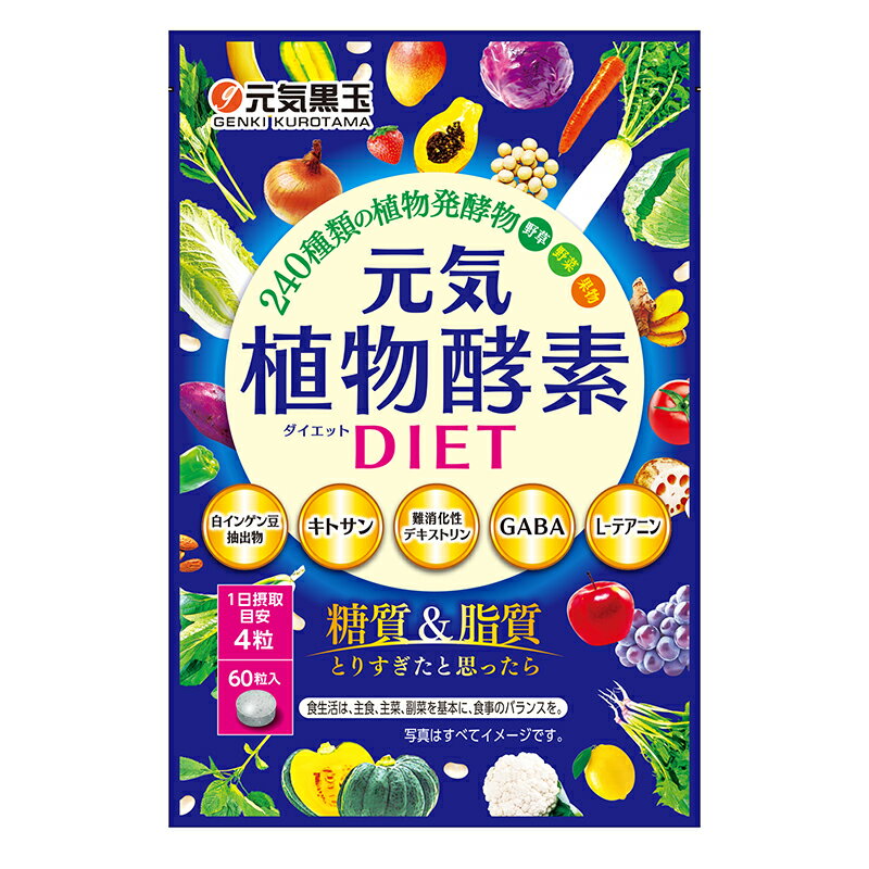 楽天ダンケできれい元気黒玉植物酵素DIET120粒　春太り対策に♪賞味期限2026年1月17日太りやすくなる季節の健康酵素ダイエットに白インゲン豆抽出物・キトサン・難消化性デキストリン・GABA・L-テアニン配合♪糖質&脂質対策にも240種類の植物発酵物♪