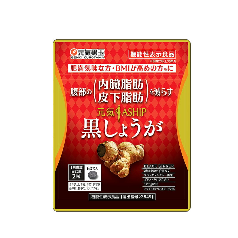 元気黒玉ASHIP黒しょうが60粒春太り対策に賞味期限2025年1月16日太りやすくなる季節の内臓脂肪と皮下脂肪対策に♪2粒にブラックジンジャー由来ポリメトキシフラボン12mg配合♪ブラックジンジャー抽出物・白インゲン豆抽出物・ヒハツ抽出物トリプル配合♪