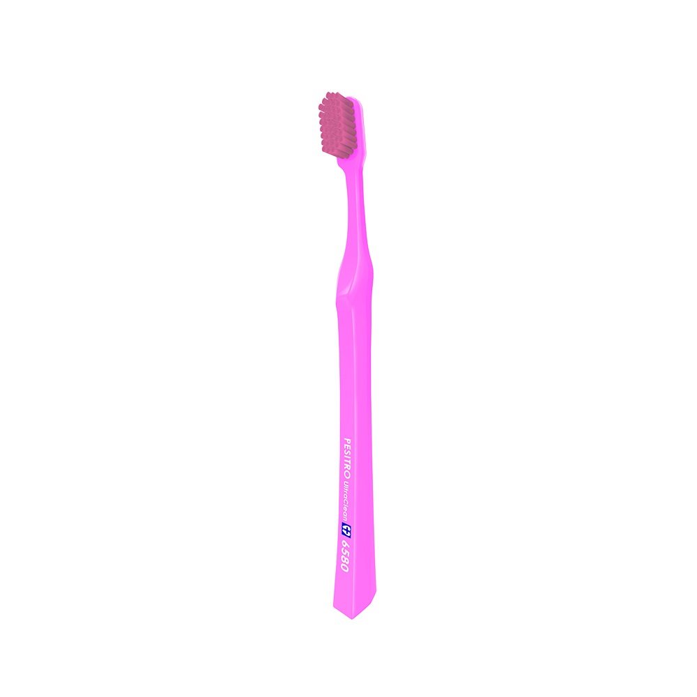 PESITRO@Ultra Clean6580 TOOTH BRUSH@uVatb-m1̃wbhɂȂ6580{Aт邱Ƃŏ_炩ȐSn悢\ɁuVɂ0.10mm̋ɍׂ̓Ȗэނgp􂱂̏_炩߂̖тs邱ƂȂIɂꂢɁ