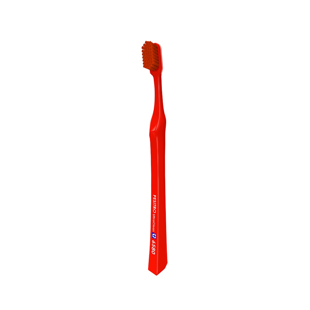 PESITRO@Ultra Clean6580 TOOTH BRUSH@uVatb-n1̃wbhɂȂ6580{Aт邱Ƃŏ_炩ȐSn悢\ɁuVɂ0.10mm̋ɍׂ̓Ȗэނgp􂱂̏_炩߂̖тs邱ƂȂIɂꂢɁ