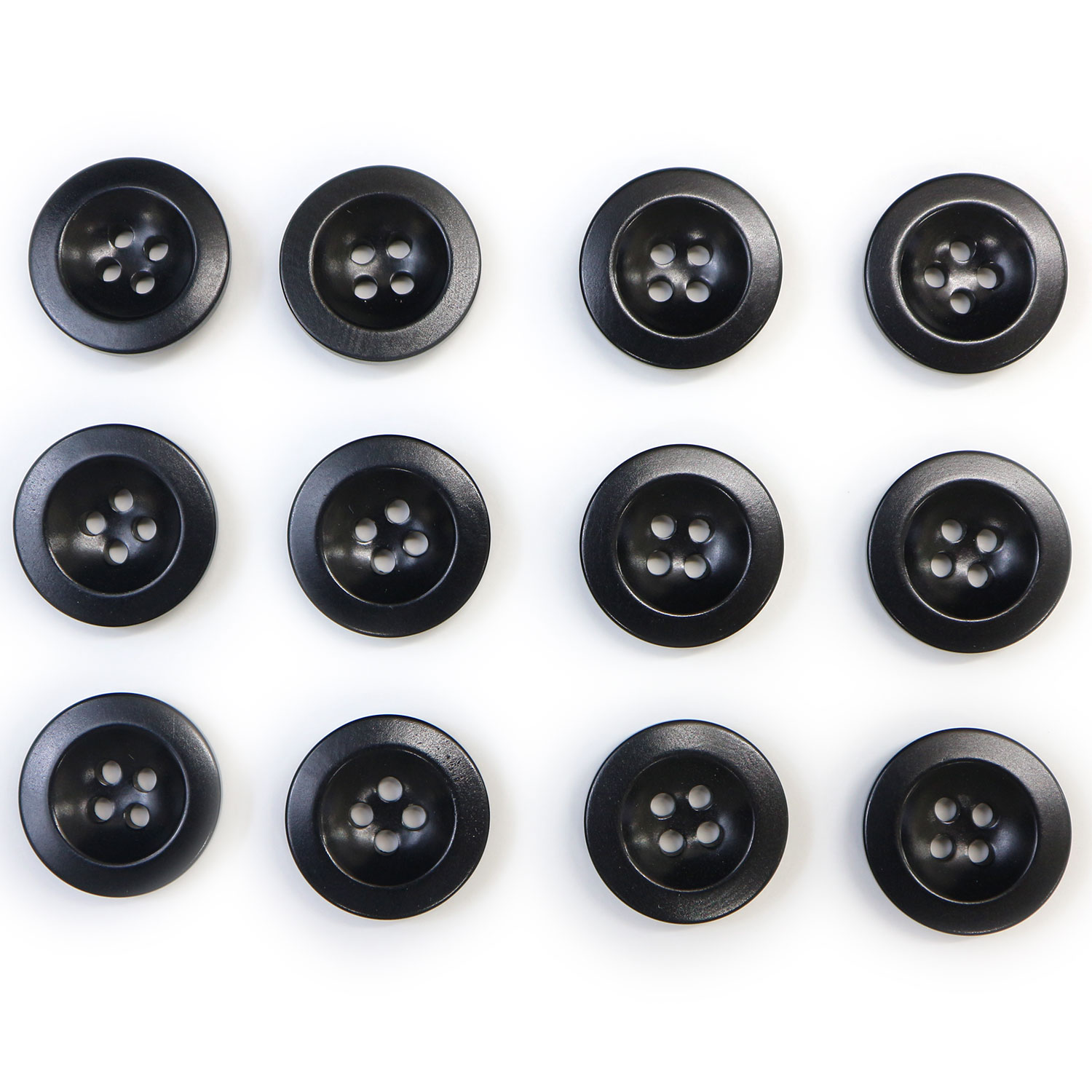 Button - ナットボタン【ブラック】四つ穴ボタン 黒 ベーシック カラーボタン シンプル ボタン 手芸 12個入り【18mm】きらきらぷんぷん丸 B-442