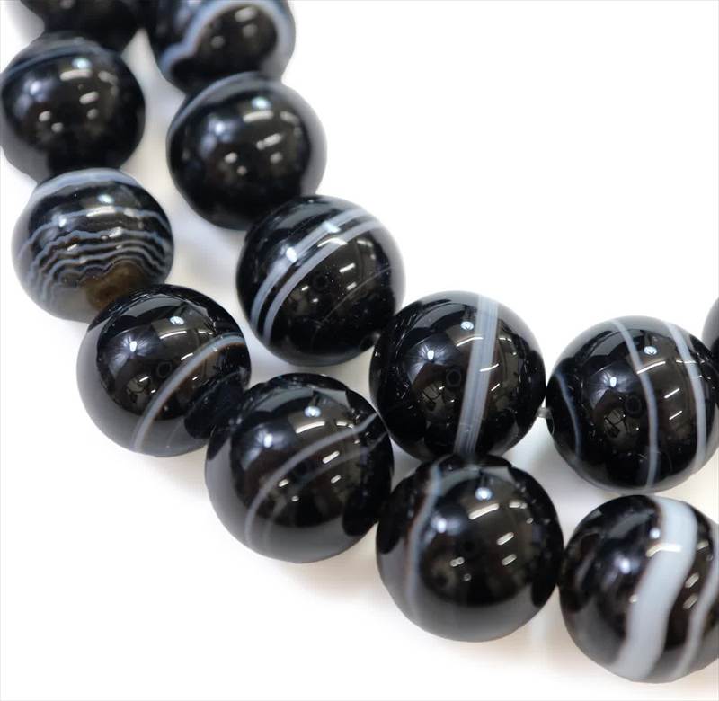 樂天商城 - 【天然石】ブラックオニキス 黒めのう 黒瑪瑙 ビーズ ブレスレット用 一連 12mm【約32粒入り】パワーストーン 手芸 ハンドメイド アクセサリー パーツ きらきらぷんぷん丸 NS-059