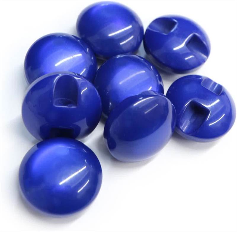 カラークリアボタン【ブルー】丸型 裏穴 トンネル 8個入り【15mm】光沢 立体 3D 手芸 きらきらぷんぷん丸 B-1153