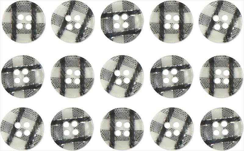 樂天商城 - 四つ穴ボタン ギンガムチェック フチなし【ブラック】黒 15個入り【12mm】ランダム 樹脂製 手芸 かわいい おしゃれ きらきらぷんぷん丸 B-1265