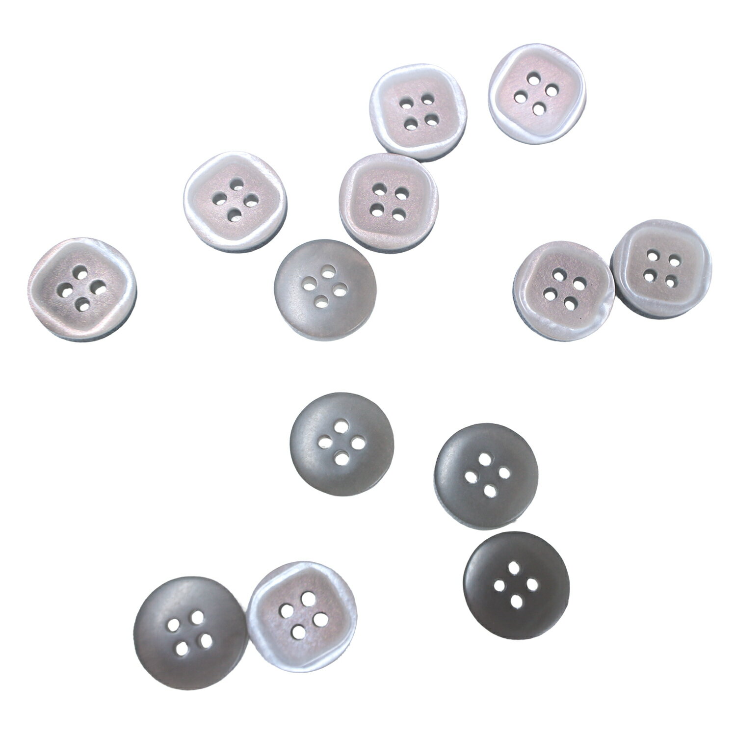 四つ穴ボタン 四角形 縁あり【ベージュ】15個入り ミニボタン 服飾資材 シャツ 手芸用 約11.4mm 樹脂ボタン きらきらぷんぷん丸 B-1225