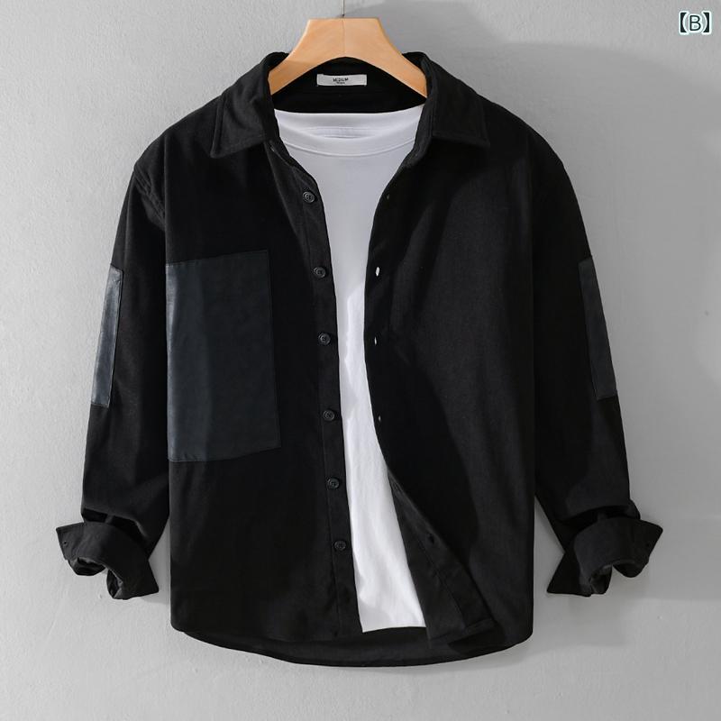 メンズ ファッション 服 男性用 オシャレ シンプル 大人 かっこいい 大きいサイズ ストリート 紳士服 レトロ シンプル 無地 長袖 シャツ トップス シャツ カジュアル シャツ