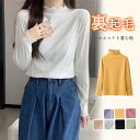 【期間限定1580円→1180円】カットソー レディーストップス インナー タートルネック タートル 長袖 長そで 裏起毛 防寒 大きいサイズ きれいめ 秋 無地 ボーダー ゆったり タートルネックカットソー 裏起毛(4)