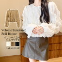 \6H限定全品20%OFF/トップス シャツ ブラウス ボリューム立体フリルブラウス レディース フェミニンブラウス 透け感ブラウス 上品 きれいめ 春 秋 FREEサイズ フリー 【ボリューム立体フリルブラウス】 ダークエンジェル