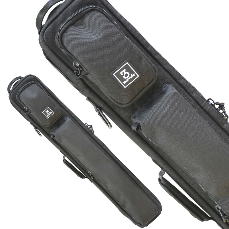 Cue Case - ビリヤード キューケース スリーセカンズ キューケース ブラック 4バット4シャフト ソフト(3S4B4S-S-BLK)