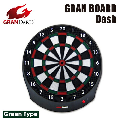GRAN BOARD Dashが、静音性と耐久性をUPしてリニューアル! コスパモデルとして、多くの国でビギナーから上級者まで幅広いユーザーにご利用頂いております「GRAN BOARD dash」が、ユーザーのご意見をもとにさらに進化すべくリニューアル致しました! 【リニューアルのポイント】 ・静音性UPと耐久性の向上 内部構造を見直し、バックボード内側に衝撃吸収マットをセット これにより静音性が大幅にUPし同時に耐久性が向上 ・ダーツルールブック同梱 ダーツを設置する高さやスローラインまでの距離、01ゲーム、 クリケット、カウントアップのゲーム説明など、ビギナーに安心なルールブックを同梱 ※リニューアルにともない、価格、パッケージが変更となりました。 　 GRAN BOARD2がプロフェッショナルユーザー向けのボードであるのに対して、 GRAN BOARD Dashはビギナーからライトユーザーまでの 幅広いユーザーの皆さまに、お気軽にGRAN BOARDをお楽しみ頂く ことを目指して開発されたモデルです。 ■アプリはGRAN BOARD2と同様「GRAN ONLINE」対応 ■オンライン対戦ができるダーツボードでは最もリーズナブル ■Bluetooth4.0、省電力設計(通常使用で3ヶ月〜6ヶ月) ■美しいフォルムの筐体には頑丈なABS素材を採用 ■投げ慣れているマシンに合わせて選べる2カラー展開 ■プラスティックブラケット(別売り)にも対応 　 ■セット内容 GRAN BOARD dash本体 ダーツx2セット、予備ティップ 設置用ネジx3本、ブラケット用ネジx4本 取扱説明書、ダーツルールブック ■商品サイズ:縦55cm、横50cm、厚さ3cm、重さ1.8kg ※カラー:グリーン