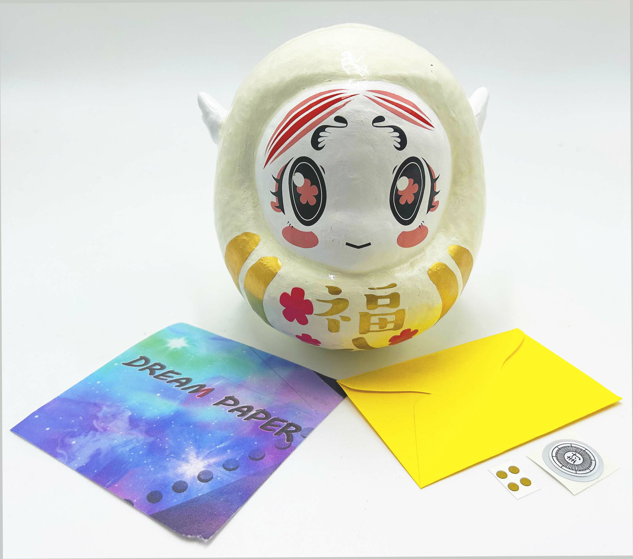 福を招くダルマ 達磨 開運 和雑貨 贈り物 オリジナル 高崎 縁起物 お願いだるま福入白英語 張り子 起き上がり 特別オーダー 金運 プレゼント 合格 結婚式 ウエディング 海外お土産 会社ノベルティーグッズ 合格 サンタだるま daruma