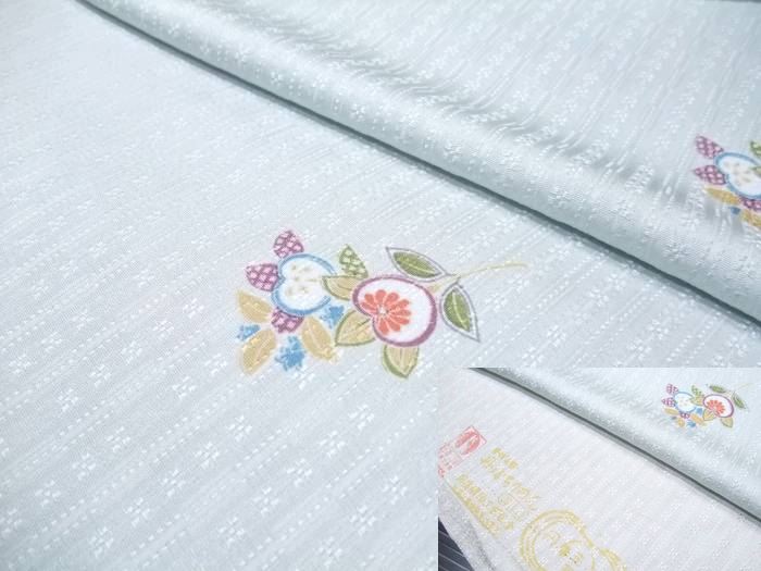 樂天商城 - 【送料無料】新品！正絹京友禅小紋生地●薄水色地橘文様柄●ko182