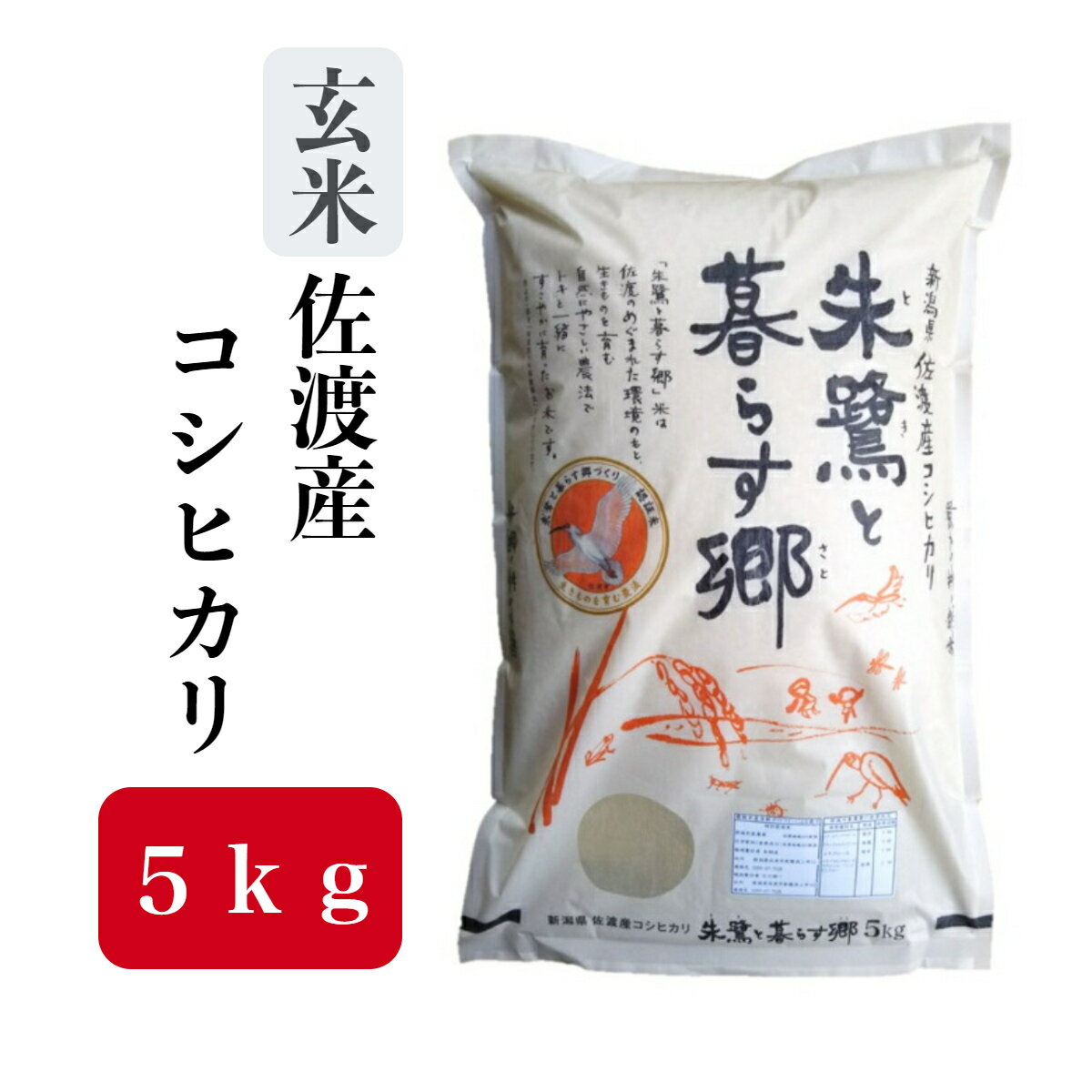 玄米 新潟県 佐渡産 コシヒカリ 5kg 朱鷺と暮らす郷 令和5年産 米 コメ