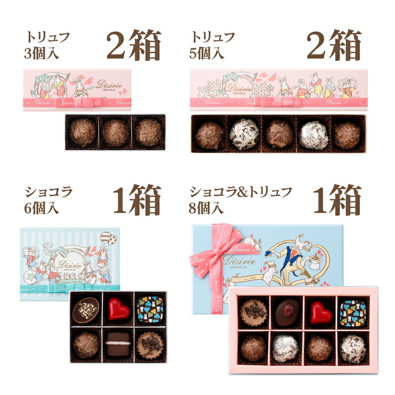 代表粒トリュフなど熟練ショコラティエが創る伝統の味 デジレー 大人気BOXの組み合せ(計6箱セット+ミニチョコBOX4箱) バレンタイン 2026 チョコレートギフト チョコ バレンタインデー バレンタインチョコ 義理チョコ 会社お配り プチギフト