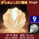 3Dデザイン電球 Xing4 40W相当 サイズ15cm おしゃれ きらめく きらめき オリジナルLED電球 電球色 昼白色 裸電球 口金E26 大きい 大形 大型ボール型 ボール球 きらきら きらめく 光の彫刻 光の装飾 廊下 トイレ 玄関 階段 天井 直付け 天井照明