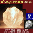 3Dデザイン電球 Xing4 60W相当 サイズ18cm おしゃれ きらめく きらめき オリジナルLED電球 電球色 昼白色 裸電球 口金E26 大きい 大形 大型ボール型 ボール球 きらきら きらめく 光の彫刻 光の装飾 廊下 トイレ 玄関 階段 天井 直付け 天井照明