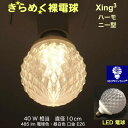 3Dデザイン電球 Xing2 40W相当 サイズ10cm おしゃれ きらめく きらめき ハーモニー型 オリジナルLED電球 電球色 昼白色 裸電球 口金E26 大きい 大形 大型ボール型 ボール球 きらきら きらめく 光の彫刻 光の装飾 廊下 トイレ 玄関 階段 天井 直付け 天井照明