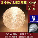 3Dデザイン電球 Xing2 60W相当 サイズ12cm おしゃれ きらめく きらめき ハーモニー型 オリジナルLED電球 電球色 昼白色 裸電球 口金E26 大きい 大形 大型ボール型 ボール球 きらきら きらめく 光の彫刻 光の装飾 廊下 トイレ 玄関 階段 天井 直付け 天井照明