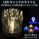 ボタン電池式のあかるい LEDキャンドルに高さ 2.7 cm のキャンドル・キャップをはめています．ポットにいれたキャンドルより小さいのに，きらきらと きらめく とてもきれいな光をだします．安くてじゃまにもならないので，いくつも置いて楽しめます．食卓に置いたり，パーティで使ったりしてみてください．寝室で使ってみるのもよいかもしれません． キャップには螺旋3D印刷という方法で木の幹をおもわせるようなランダムなかたちにしています．オプションでキャップの模様と LEDキャンドルの光色を指定すればキャップと LEDキャンドルのセットを販売します．キャップの模様と番号・記号は商品画像を参照してください． 受注後に生産する場合でも材料在庫があれば通常 3日以内に出荷します． LED キャンドルの光色は上のオプションで選択できます． 一番あかるいのは電球色と白色，黄色はもうすこし暗くてろうそくのイメージです． 「7 色に変化」するキャンドルの色は約 3 秒でゆっくりとつぎの色に変わりますが，このキャンドルも明るい光をだします． ほかのランプをあわせて買えば，いろいろためせます． 螺旋 3D 印刷はガラスや従来のプラスティックではできない細密な模様がつけられるので，きらめく光をだすのです． キャンドル本体には防水機能があるため，しっかり締めてあれば雨がふっても電池や LED がぬれることはありません． なお，このキャップは熱によわい (60℃で軟化します) ので，ろうそくや湯など高温のものはいれられません． キャンドルの形は写真のような円形のほか花形 (8 角形にちかい形) もありますが，選択できませんのでご注意ください． また，写真では正確な色はわかりませんのでご注意ください． 【どうやって作っているの?】 このキャンドルキャップは透明な PLA (ポリ乳酸) というプラスティックをつかった 3D 印刷で 1 回らせん状にまきつけてつくっています． 通常の 3D 印刷とはちがう新開発技術 (特許出願中) です．同様の方法でつくっている地球儀の印刷のようすを YouTube (youtu.be/YWx1vqig2-o) でみることができます． 【もっと知りたいときは?】 　この製品や関連する製品についてもっと知りたいときは「3Dデザインランプ」などのキーワードで ネット検索してみてください．きっと，いろいろな情報がみつかります． 【仕様】 - 電源: DC 6 V または 3 V (ボタン電池 CR2032 2 個または 1 個)． - LED: 1 個 (電流 約 20 mA) - サイズ: 直径 3.1 cm，高さ 約 5 cm (キャンドル本体にキャップをかぶせた状態で) 　(キャップ: 直径 3.1 cm，高さ 2.7 cm，キャンドル本体: 直径 2.9 cm，高さ 2.6 cm) 【関連商品】 交換用の LED キャンドル本体です．色を変えたいときなどにご利用ください． - LED キャンドルライト (各色 1 個 98 円)