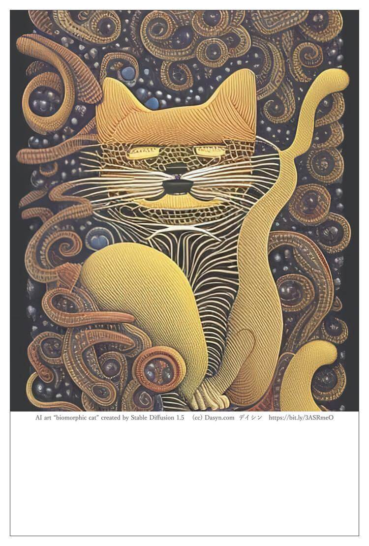 猫アート AIアート ポストカード 絵はがき 「有機的な造形による猫」 ねこアート キャットアート ネコアート キャット・アート ねこの絵 猫の絵 ネコの絵 オリジナル絵葉書