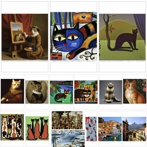 選べる猫の AIアート・ポストカード 5枚セット 1｜フェルメール風 シャガール風 … 絵はがき 17種のオリジナルアート作品 デジタルアート ギフト