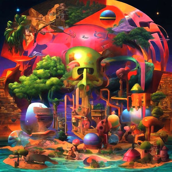 AIアートポスター カナブストラクド「非ポロック的白黒なき超現実」 Kanabstracd オリジナルアート作品..