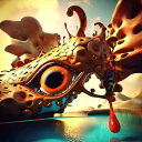AIアートポスター 単純なグレーに影響されないサルバドール・ダリ風 「3D」 オリジナルアート作品 アートポスター アートプリント インテリア