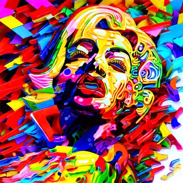 AIアートポスター カナブストラクド「 Marilyn 的一様なグレーなき3D」 Kanabstracd オリジナルアート..