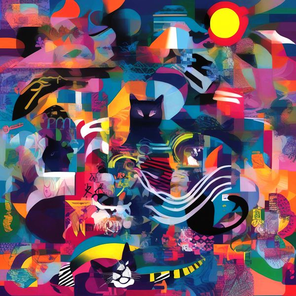 AIアートポスター カナブストラクド「ポロック的±猫」 Kanabstracd オリジナルアー...