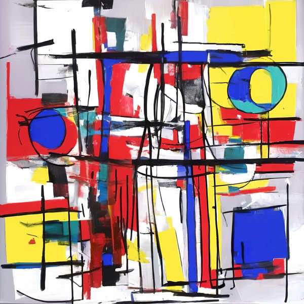 AIアートポスター カナブストラクド「モンドリアン的市松模様なき±超現実」 Kanabstracd オリジナルア..