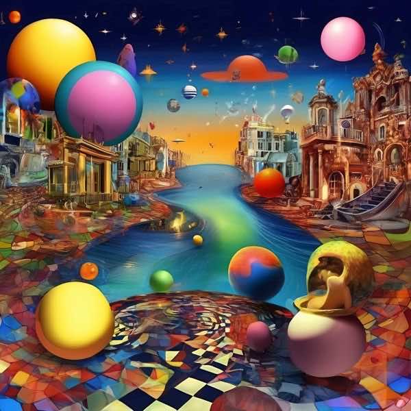 AIアートポスター カナブストラクド「キリコ的矢羽根なき超現実」 Kanabstracd オリジナルアート作品 ..